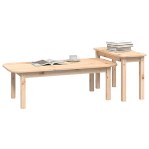 2-teiliges Couchtisch-Set Kiefer Massivholz