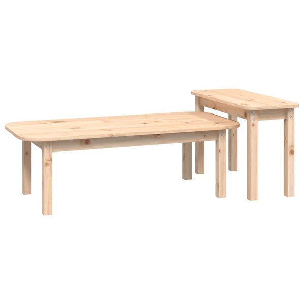 2-teiliges Couchtisch-Set Kiefer Massivholz