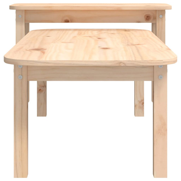 2-teiliges Couchtisch-Set Kiefer Massivholz