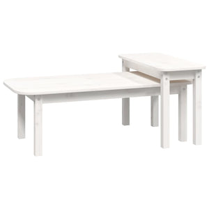 Weißes Couchtisch-Set 2-teilig Kiefer Massivholz
