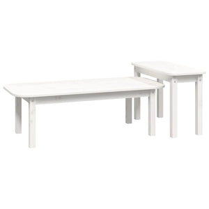 Weißes Couchtisch-Set 2-teilig Kiefer Massivholz