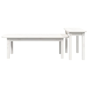 Weißes Couchtisch-Set 2-teilig Kiefer Massivholz
