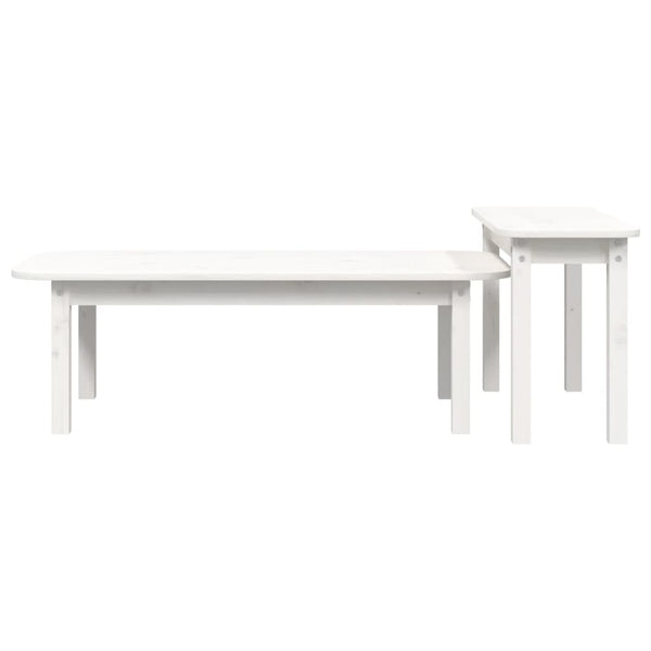 Weißes Couchtisch-Set 2-teilig Kiefer Massivholz