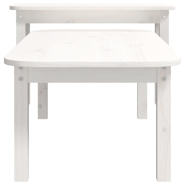 Weißes Couchtisch-Set 2-teilig Kiefer Massivholz