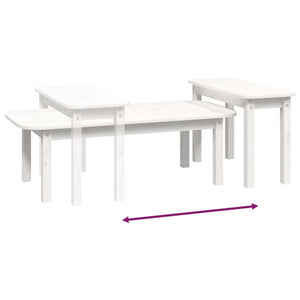 Weißes Couchtisch-Set 2-teilig Kiefer Massivholz