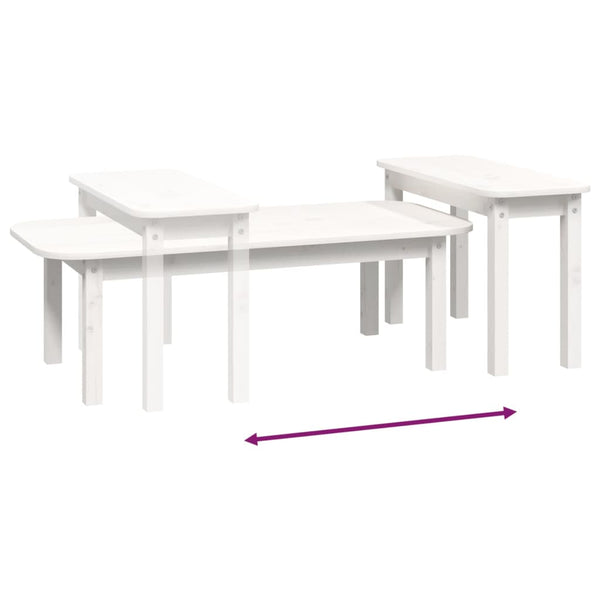 Weißes Couchtisch-Set 2-teilig Kiefer Massivholz