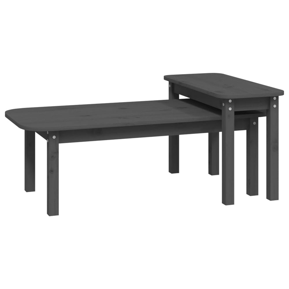 vidaXL 2-Piece Coffee Table Set Grey Solid Pine Wood