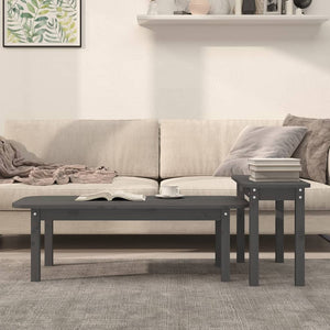 Graues Couchtisch-Set, 2-teilig, Kiefer Massivholz
