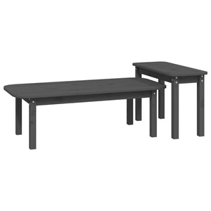 Graues Couchtisch-Set, 2-teilig, Kiefer Massivholz