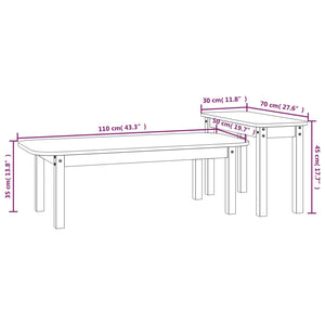Graues Couchtisch-Set, 2-teilig, Kiefer Massivholz