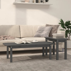 Graues Couchtisch-Set, 2-teilig, Kiefer Massivholz
