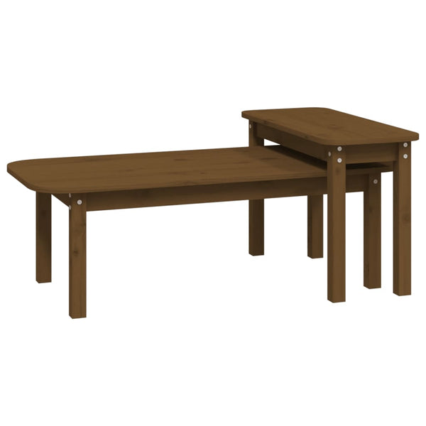 2-teiliges Couchtisch-Set, Honigbraun, Kiefer