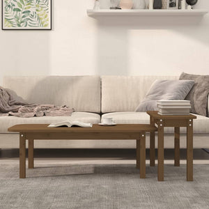 2-teiliges Couchtisch-Set, Honigbraun, Kiefer