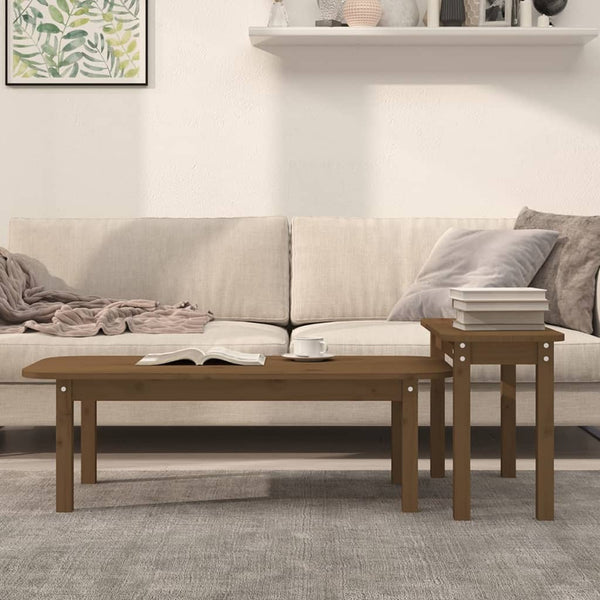 2-teiliges Couchtisch-Set, Honigbraun, Kiefer