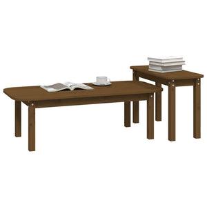 2-teiliges Couchtisch-Set, Honigbraun, Kiefer