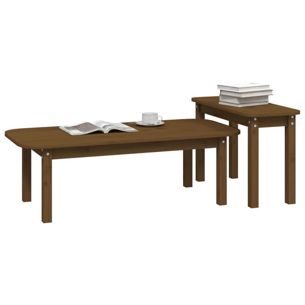 2-teiliges Couchtisch-Set, Honigbraun, Kiefer