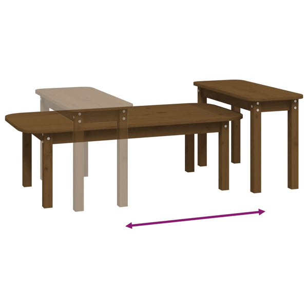 2-teiliges Couchtisch-Set, Honigbraun, Kiefer