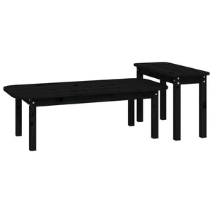Schwarzes Couchtisch-Set 2-teilig Kiefer Massivholz