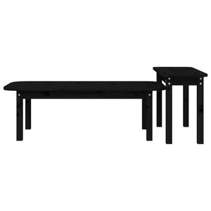 Schwarzes Couchtisch-Set 2-teilig Kiefer Massivholz