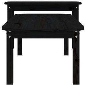 Schwarzes Couchtisch-Set 2-teilig Kiefer Massivholz