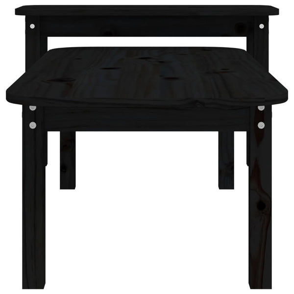 Schwarzes Couchtisch-Set 2-teilig Kiefer Massivholz