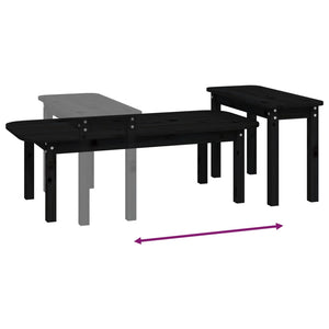 Schwarzes Couchtisch-Set 2-teilig Kiefer Massivholz