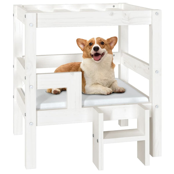vidaXL Lit pour chien blanc 55,5x53,5x60 cm bois de pin massif