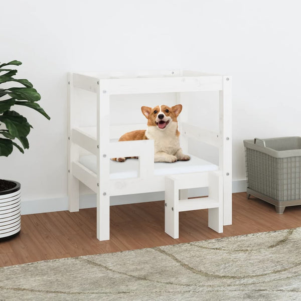 vidaXL Lit pour chien blanc 55,5x53,5x60 cm bois de pin massif