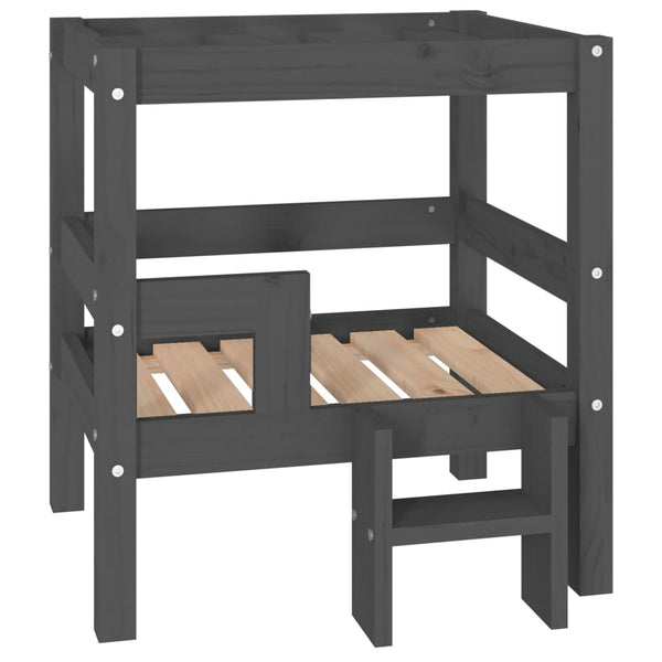 Graues Hundebett aus Kiefernholz, 55,5x53,5x60 cm