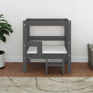 Graues Hundebett aus Kiefernholz, 55,5x53,5x60 cm