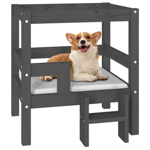 Graues Hundebett aus Kiefernholz, 55,5x53,5x60 cm