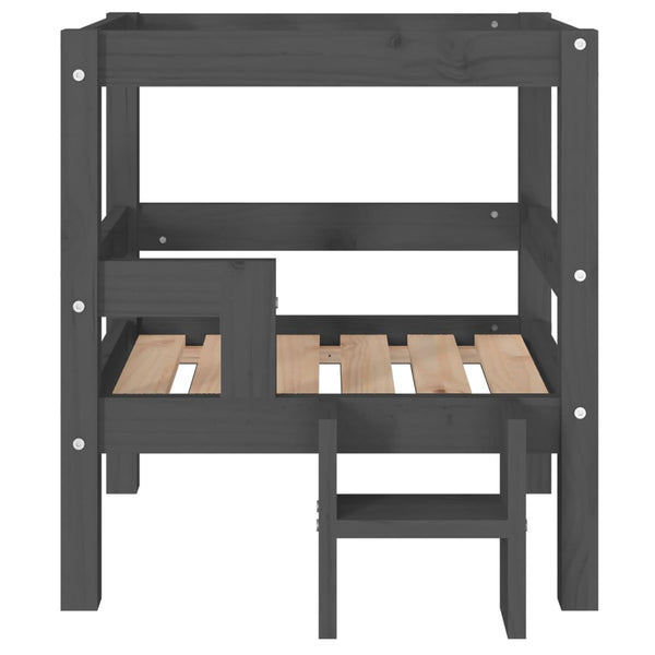 Graues Hundebett aus Kiefernholz, 55,5x53,5x60 cm