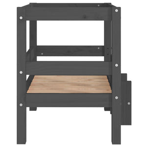 Graues Hundebett aus Kiefernholz, 55,5x53,5x60 cm