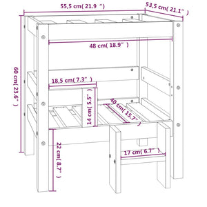 Graues Hundebett aus Kiefernholz, 55,5x53,5x60 cm