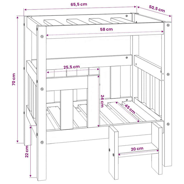 Hundebett Kiefernholz 65,5x50,5x70 cm