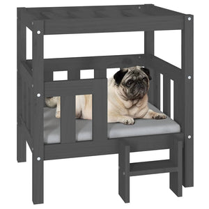 Graues Hundebett aus Kiefernholz, 65,5x50,5x70 cm