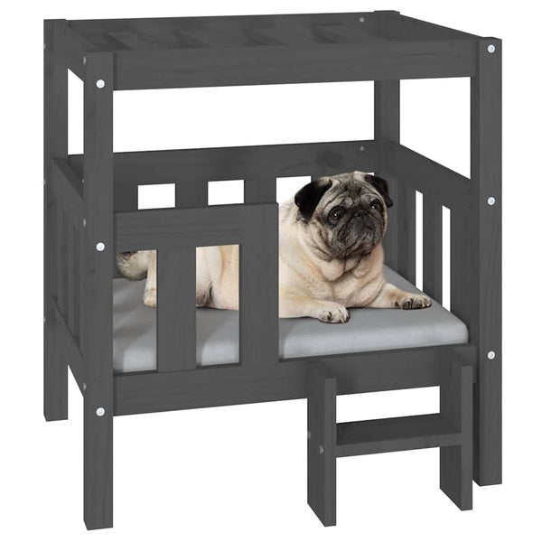 Graues Hundebett aus Kiefernholz, 65,5x50,5x70 cm