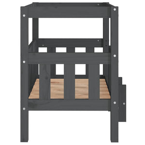 Graues Hundebett aus Kiefernholz, 65,5x50,5x70 cm