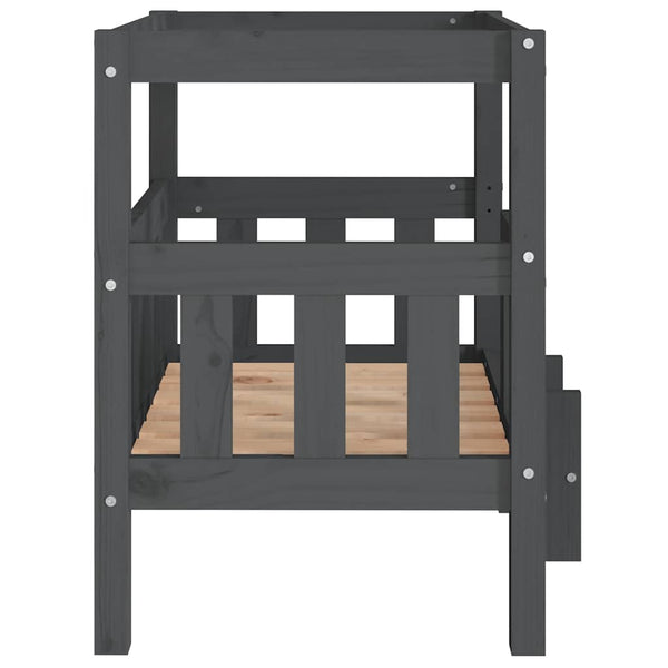 Graues Hundebett aus Kiefernholz, 65,5x50,5x70 cm
