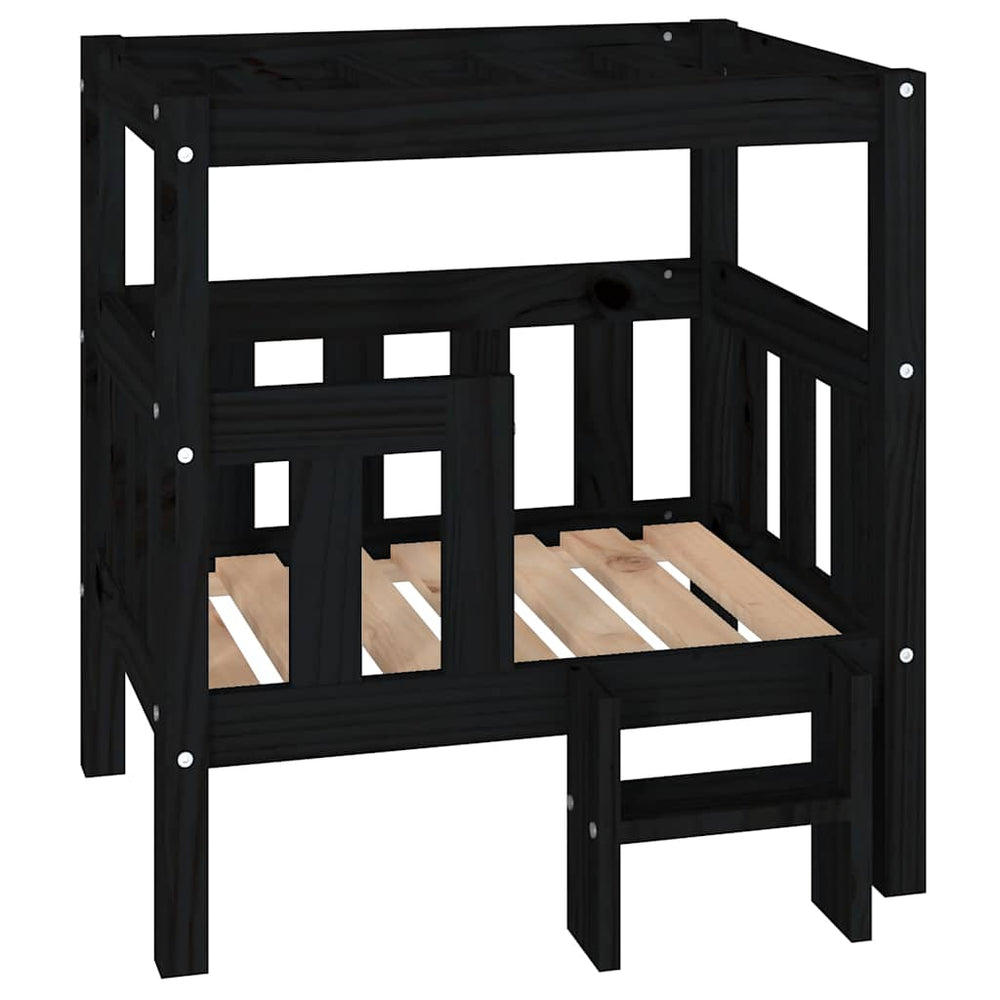 Schwarzes Hundebett aus Kiefernholz