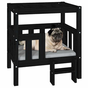 Schwarzes Hundebett aus Kiefernholz
