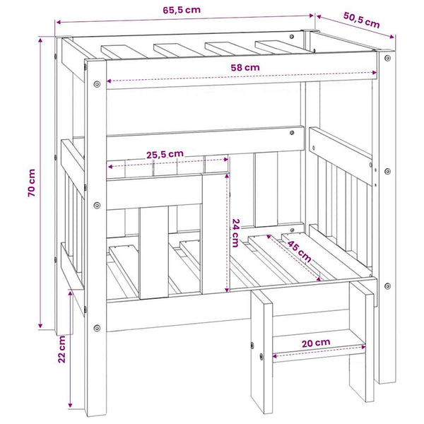 Schwarzes Hundebett aus Kiefernholz