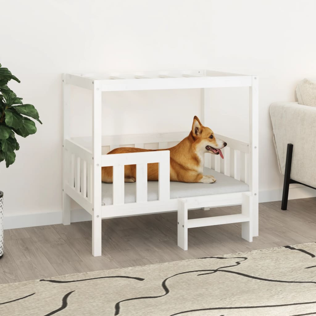 Weißes Hundebett aus Kiefernholz, 95,5 cm