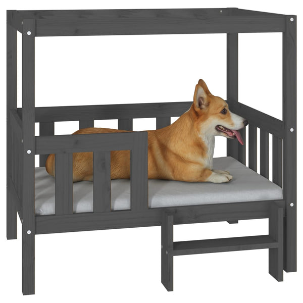Graues Hundebett aus Kiefernholz, 95,5 cm