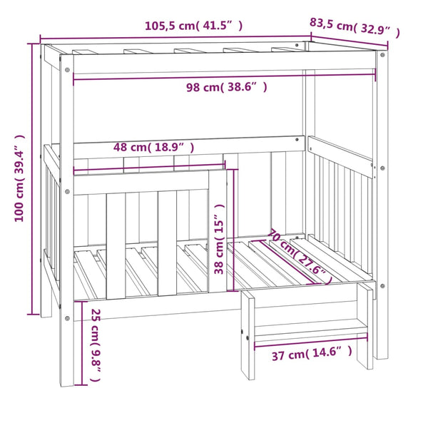 vidaXL Lit pour chien blanc 105,5x83,5x100 cm en pin massif