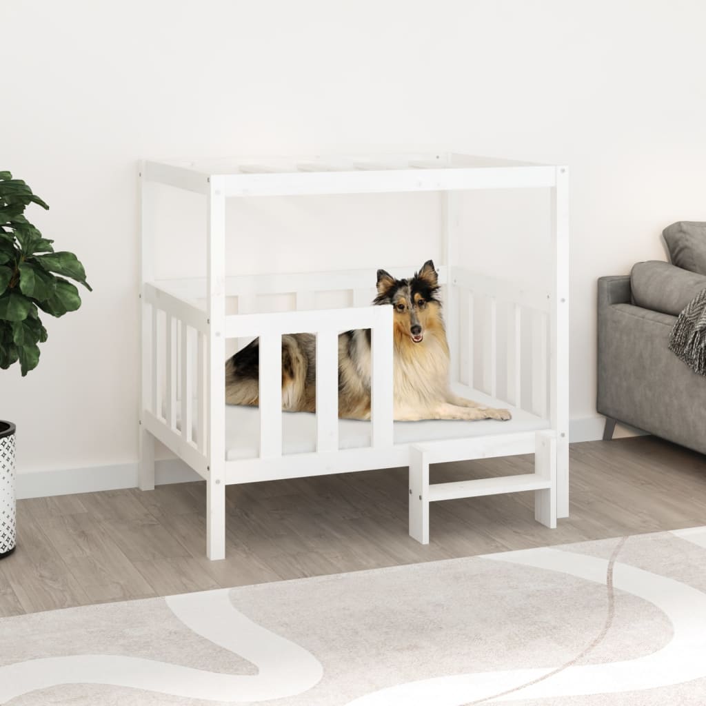 vidaXL Lit pour chien blanc 105,5x83,5x100 cm en pin massif