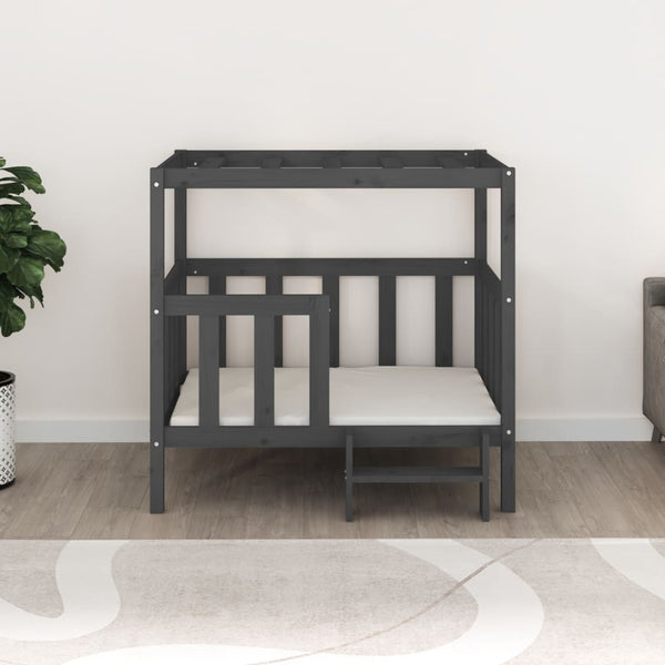 Graues Hundebett aus Kiefernholz 105,5x83,5x100cm