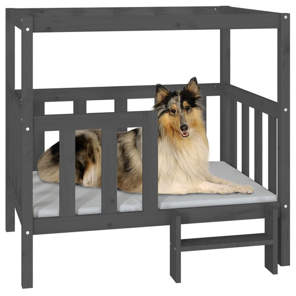 Graues Hundebett aus Kiefernholz 105,5x83,5x100cm