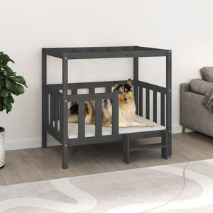 Graues Hundebett aus Kiefernholz 105,5x83,5x100cm