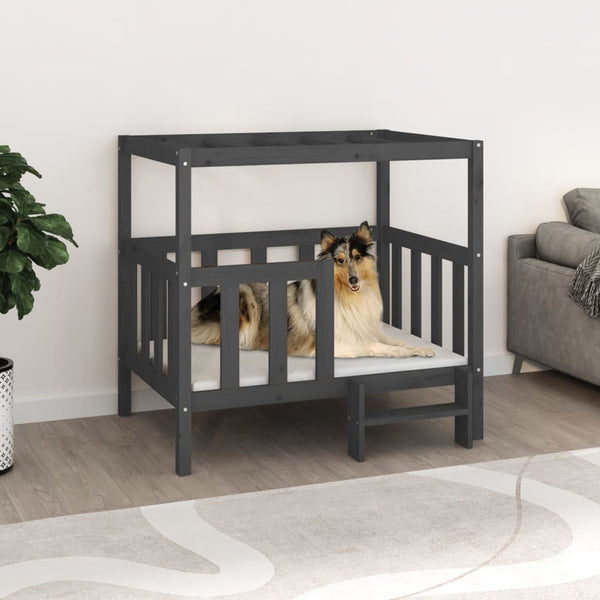 Graues Hundebett aus Kiefernholz 105,5x83,5x100cm